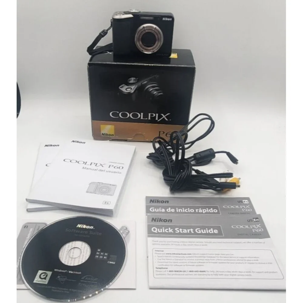 NIKON Coolpix P60 8.1 MP Digital Camera VR ISO 2000 5x Zoom Black Original Box